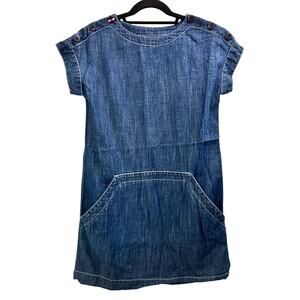 Tommy Hilfiger Size 16 Chambray Shoulder Button Preppy Denim Dress